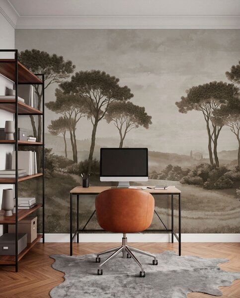 Tapet Peisaj cu copaci în tonuri sepia de epocă, Fototapet Natură, w05122v2 : Uwalls.ro