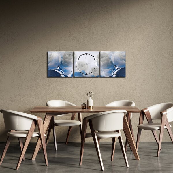Tablou - Trandafir alb (cu ceas) (90x30 cm)