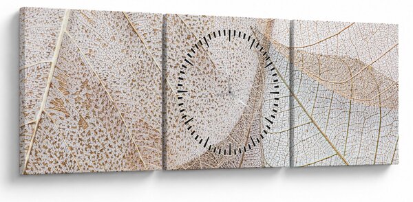 Tablou - Frunze bej (cu ceas) (90x30 cm)