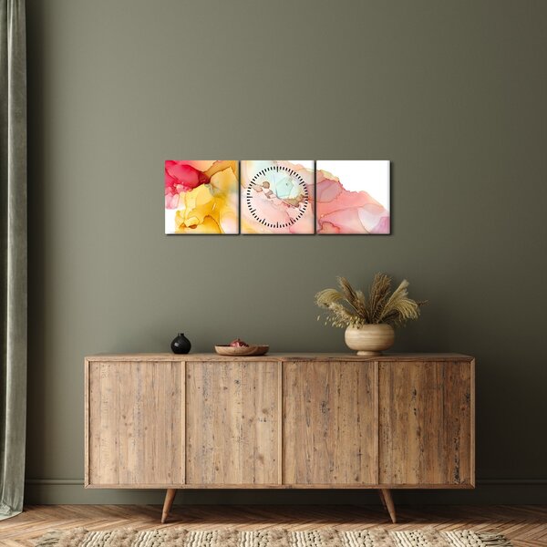 Tablou - Abstract din cerneală (cu ceas) (90x30 cm)