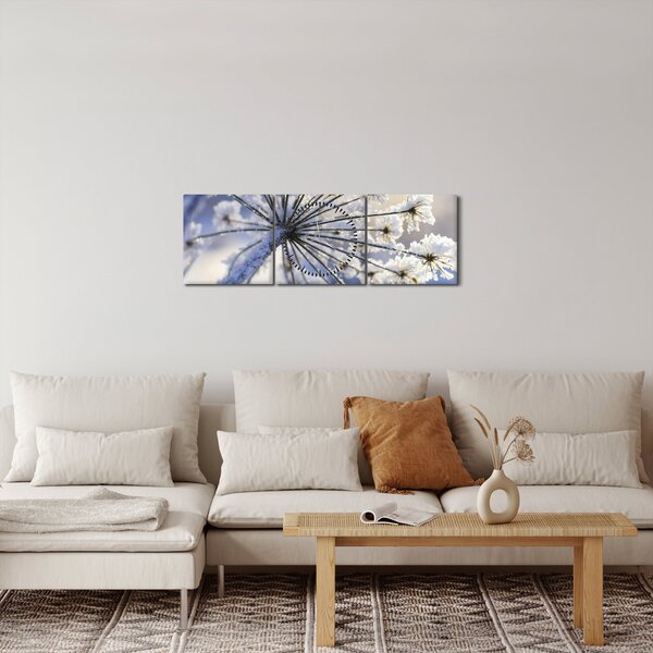 Tablou - Flori înghețate (cu ceas) (90x30 cm)