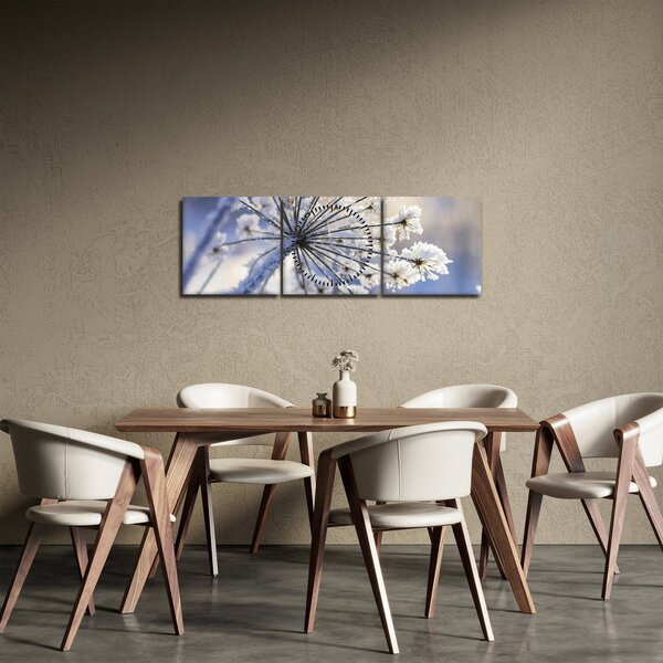 Tablou - Flori înghețate (cu ceas) (90x30 cm)