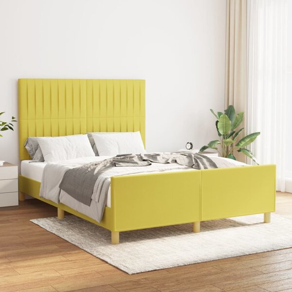 Cadru de pat cu tăblie, verde, 140x190 cm, textil
