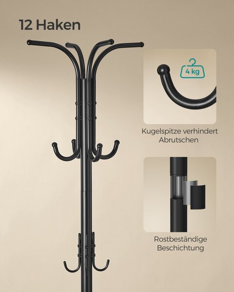 Cuier Songmics Negru 40x40x175 cm