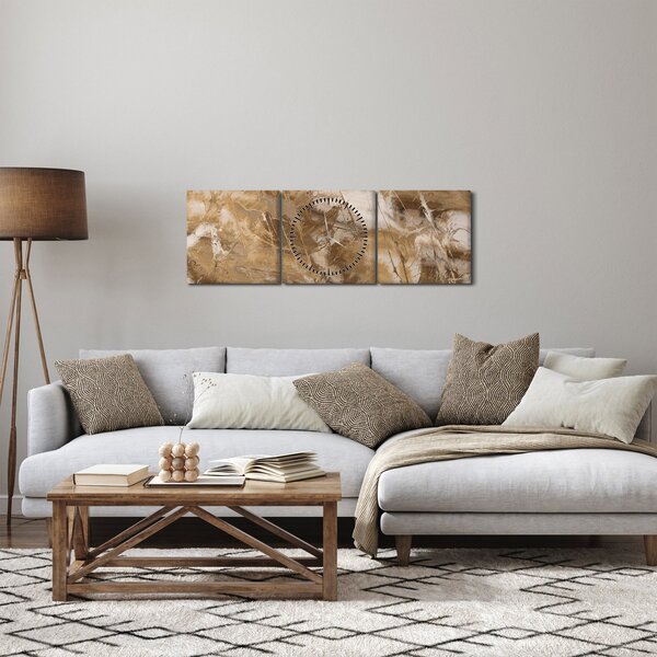 Tablou - Abstract maro (cu ceas) (90x30 cm)
