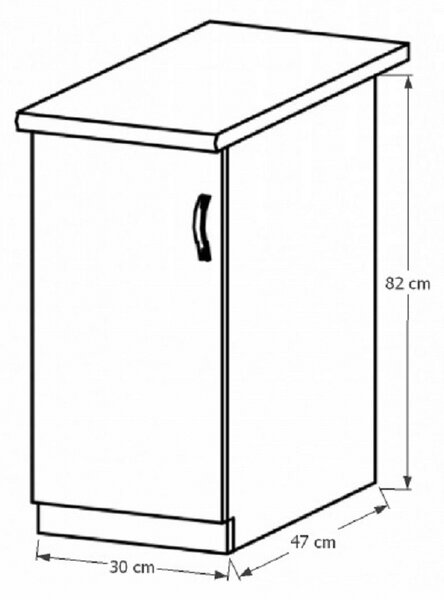 Dulap inferior de bucătărie D30L Sillina (Nuc milano). 1015105