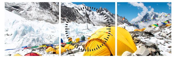 Tablou - Camping la munte (cu ceas) (90x30 cm)