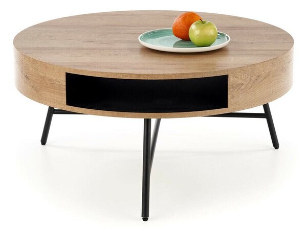 Măsuță de cafea Houston 1330Stejar auriu, Negru, 4cm, MDF, Rotund