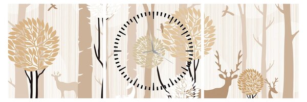 Tablou - Pădure ilustrată (cu ceas) (90x30 cm)