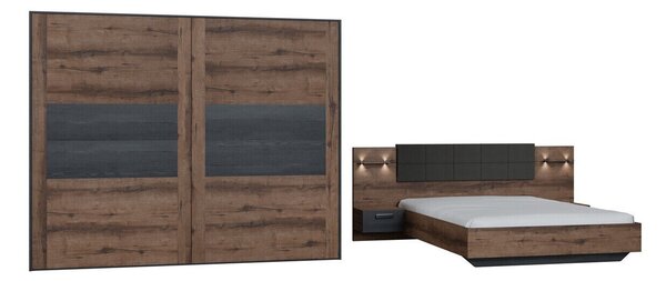 Set dormitor Livmoru 121, Stejar Monastery, Stejar negru, PAL laminat