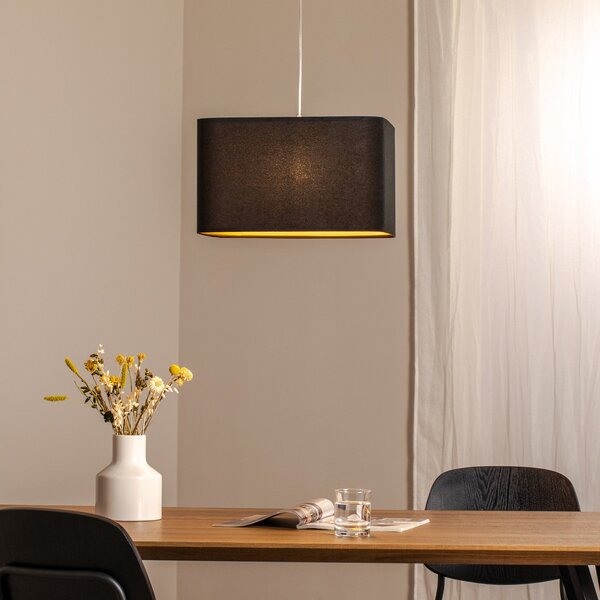 Maco Design Lampă suspendată Kwadro, negru, 40 x cm, velur, reglabil, Negru, Camera de zi / sufragerie, Țesătură / Textil
