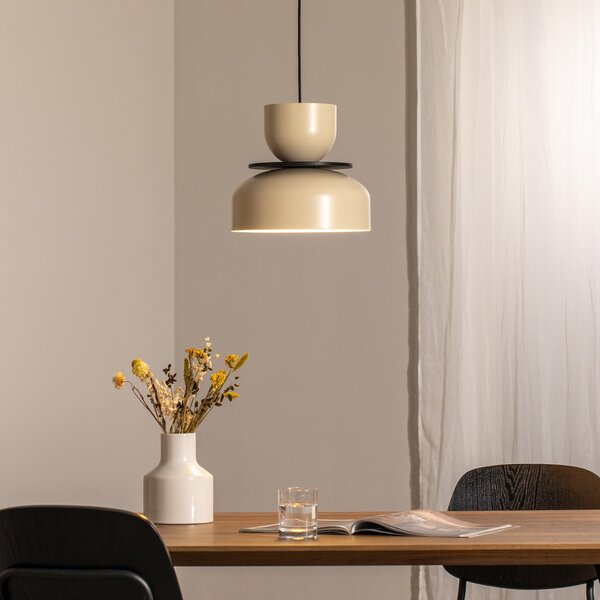 ALDEX Lampă suspendată Uto, crem/cablu negru, Ø 30 cm, metal, reglabil, Bej, Camera de zi / sufragerie, Metal, Modern