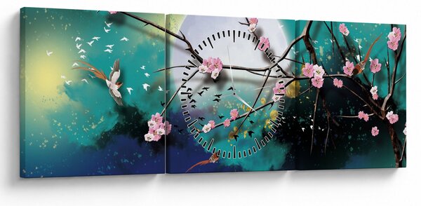 Tablou - Copac,grafic (cu ceas) (90x30 cm)