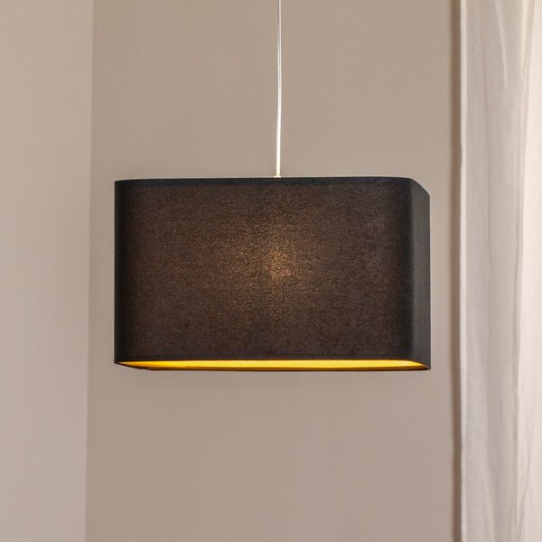 Maco Design Lampă suspendată Kwadro, negru, 40 x cm, velur, reglabil, Negru, Camera de zi / sufragerie, Țesătură / Textil