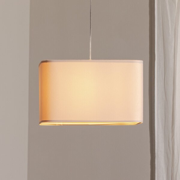 Maco Design Lampă suspendată Kwadro, alb, 40 x cm, țesătură velur, reglabil, Alb, Camera de zi / sufragerie, Țesătură / Textil