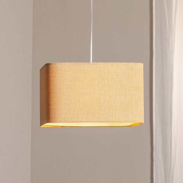 Maco Design Lampă suspendată Kwadro, bej, 40 x cm, țesătură de iută, reglabil, Bej, Camera de zi / sufragerie, Țesătură / Textil