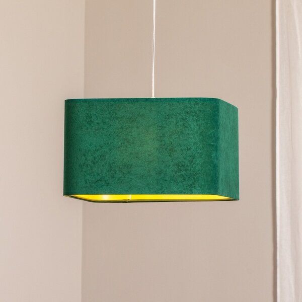 Maco Design Lampă suspendată Kwadro, verde, 40 x cm, velur, reglabil, Verde, Camera de zi / sufragerie, Țesătură / Textil