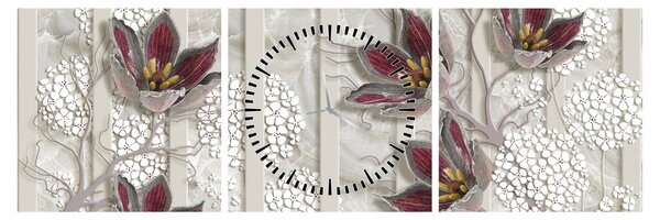 Tablou - Flori decorative (cu ceas) (90x30 cm)