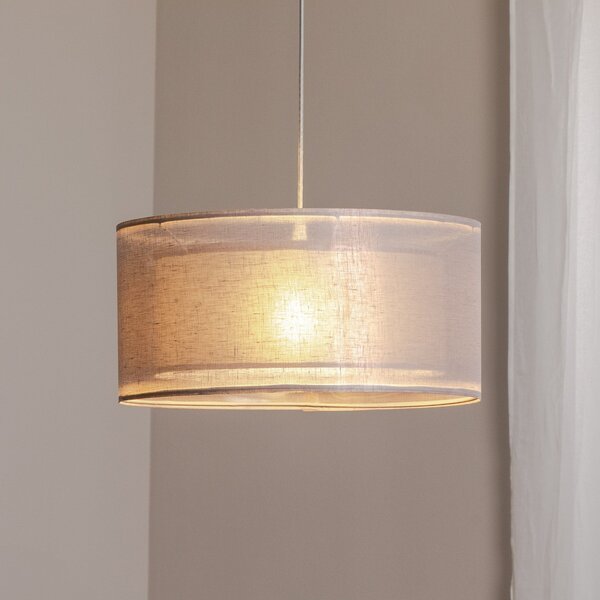 Maco Design Duo Den Light lampă suspendată, gri-argintiu, Ø 50 cm, in, PVC, reglabil, Gri, Camera de zi / sufragerie, Țesătură / Textil