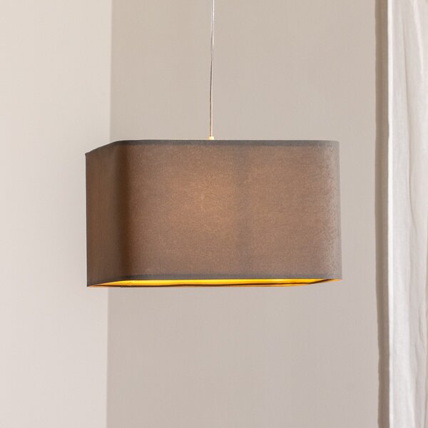 Maco Design Lampă suspendată Kwadro, gri, 40 x cm, țesătură velur, reglabil, Gri, Camera de zi / sufragerie, Țesătură / Textil