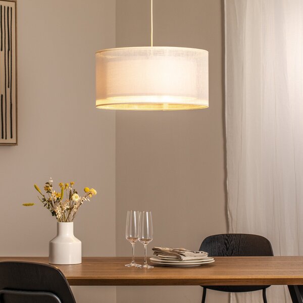 Maco Design Duo Den Light lampă suspendată, crem, Ø 50 cm, in, PVC, reglabil, Bej, Camera de zi / sufragerie, Țesătură / Textil