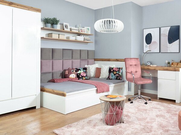 Set de mobilier Sonsoru 136, Stejar Wotan, Alb, Alb lucios, PAL laminat