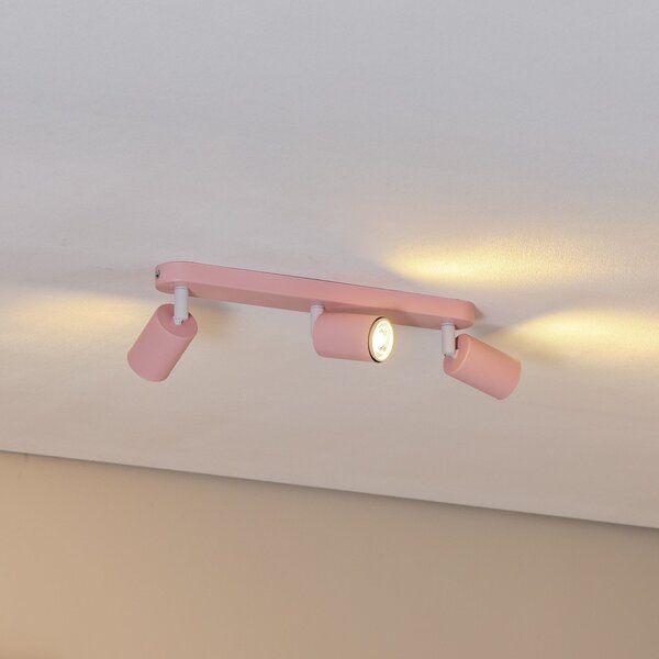 TK Lighting Spot de tavan Livia, roz, 52 cm, 3 becuri, metal, GU10, reglabil, Roz / Rosé, Camera copiilor, Metal