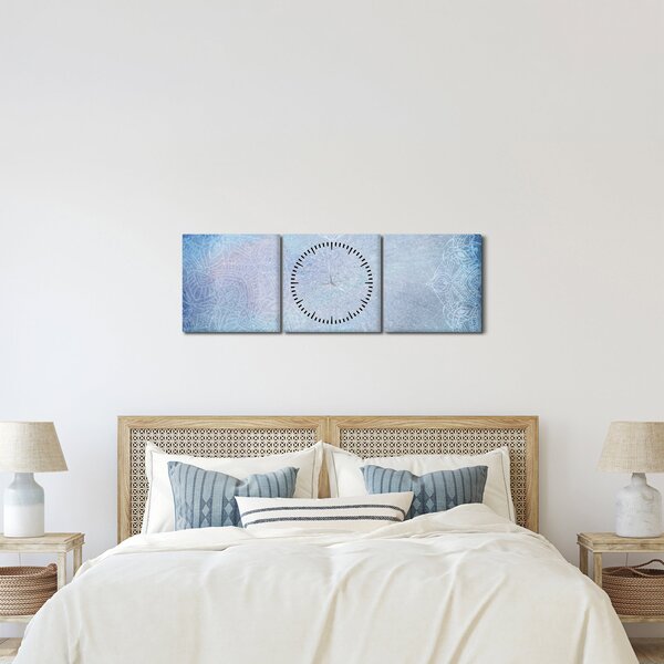 Tablou - Mandala in albastru (cu ceas) (90x30 cm)