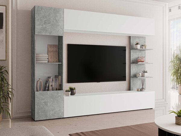 Set de living Comfivo Animus, Alb, Beton, PAL laminat, 187x250x30cm, 92 kg