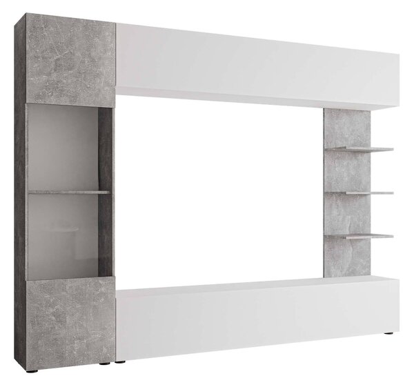 Set de living Comfivo Animus, Alb, Beton, PAL laminat, 187x250x30cm, 92 kg