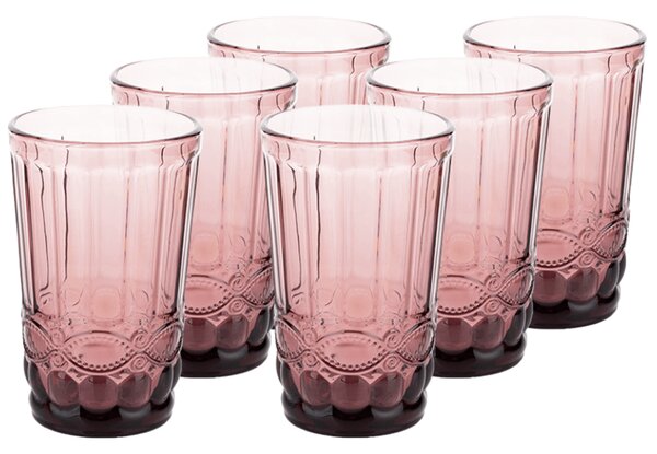 Set de pahare de apă, 6buc, 350 ml, roz, FREGATA TYPE 1