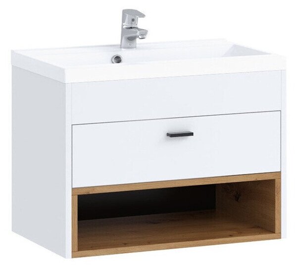 Cabinet atârnat pentru baie Velum, Alb, Stejar artizan, PAL laminat, 45x60x35cm, 11.5 kg