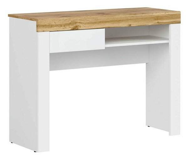 Birou Sonsoru 131, Stejar Wotan, Alb, Alb lucios, PAL laminat, 82x106x40cm, 25 kg