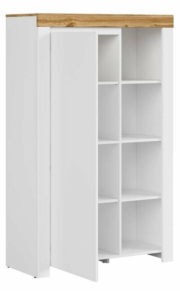 Raft Sonsoru 132, Alb, Alb lucios, Stejar Wotan, PAL laminat, 157x98x42cm, 54 kg