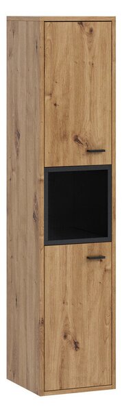 Cabinet de baie suspendat Velum, Stejar artizan, Negru, PAL laminat, 133x30x30cm, 19 kg