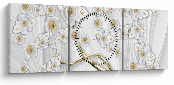 Tablou - Copac cu decor auriu (cu ceas) (90x30 cm)