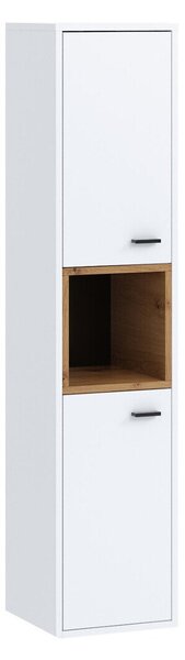 Cabinet de baie suspendat Velum, Stejar artizan, Alb, PAL laminat, 133x30x30cm, 19 kg