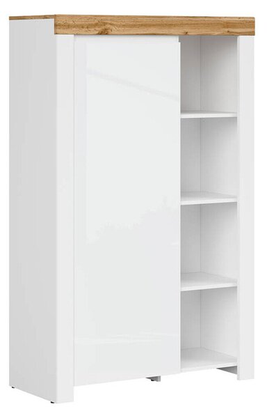 Raft Sonsoru 132, Alb, Alb lucios, Stejar Wotan, PAL laminat, 157x98x42cm, 54 kg