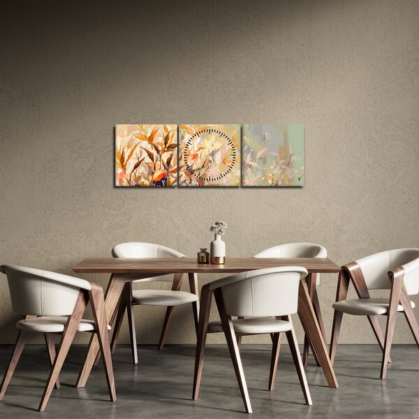Tablou - Plante pictate (cu ceas) (90x30 cm)