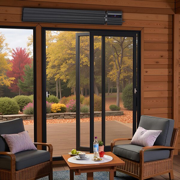 2800W/1400W ElectricSun negru, incalzitor electric interior exterior panouri radiante termostat cu Wi-Fi si APP internet TUYA, 180x15 cm