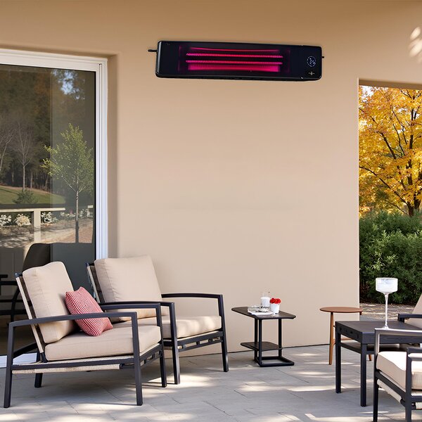 4500W/2250 Wați ElectricSun negru, incalzitor electric cu infrarosu, interior exterior, termostat cu Wi-Fi si APP internet TUYA, 100x18cm