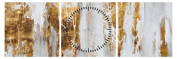 Tablou - Abstract auriu (cu ceas) (90x30 cm)