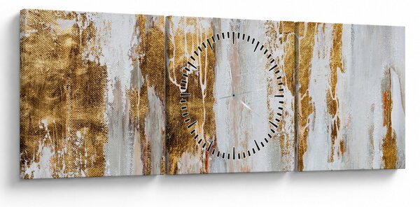 Tablou - Abstract auriu (cu ceas) (90x30 cm)