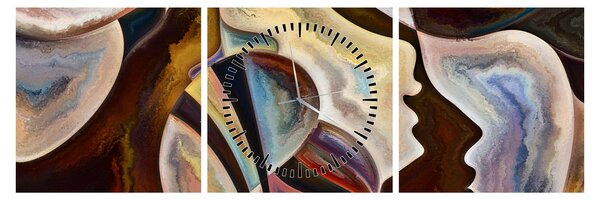 Tablou - Abstractizarea capetelor (cu ceas) (90x30 cm)