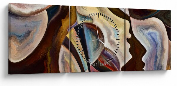 Tablou - Abstractizarea capetelor (cu ceas) (90x30 cm)