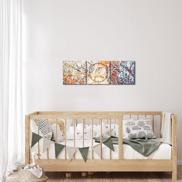 Tablou - Abstract mozaic (cu ceas) (90x30 cm)