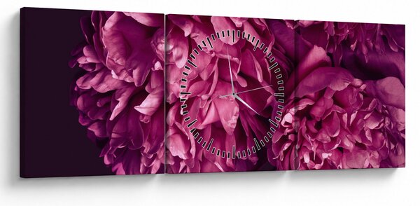 Tablou - Floarea bujorului (cu ceas) (90x30 cm)
