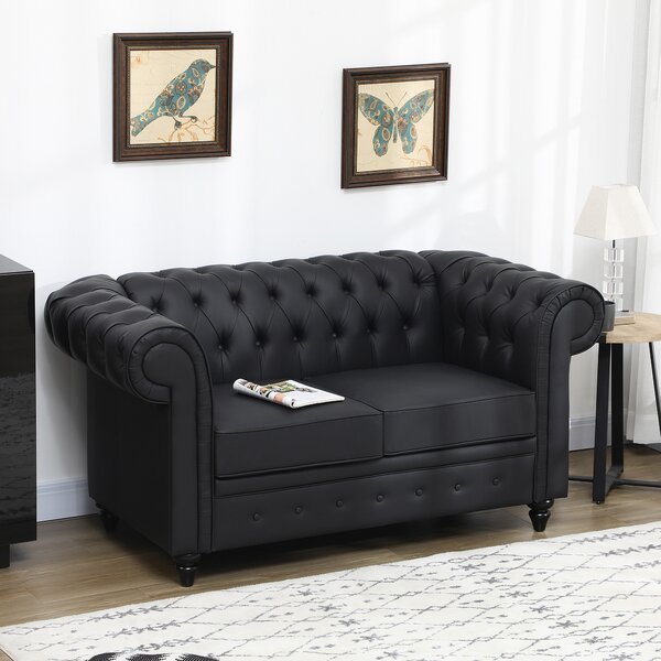 HOMCOM Canapea 2 Locuri Confortabilă, Piele Sintetică, 160x84x80 cm | Aosom Romania