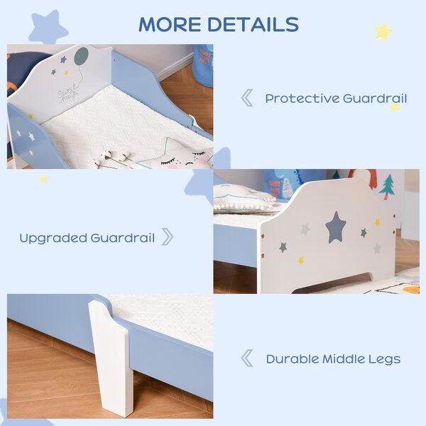 HOMCOM Pat Copii cu Protecții Laterale Siguranță, pentru +3 Ani, 143x74x59cm | Aosom Romania