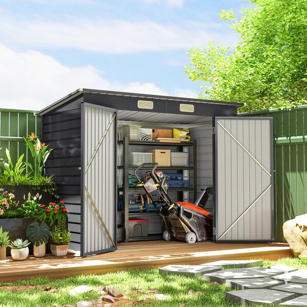 Outsunny Sopron de Gradina de 8 x 4FT Galvanizat Sopron din Metal
